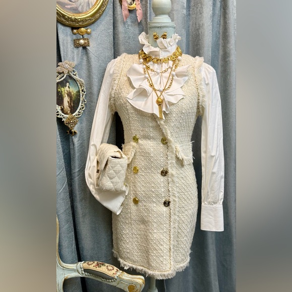 Sweet Harmony Gold Button Vest - Ivory